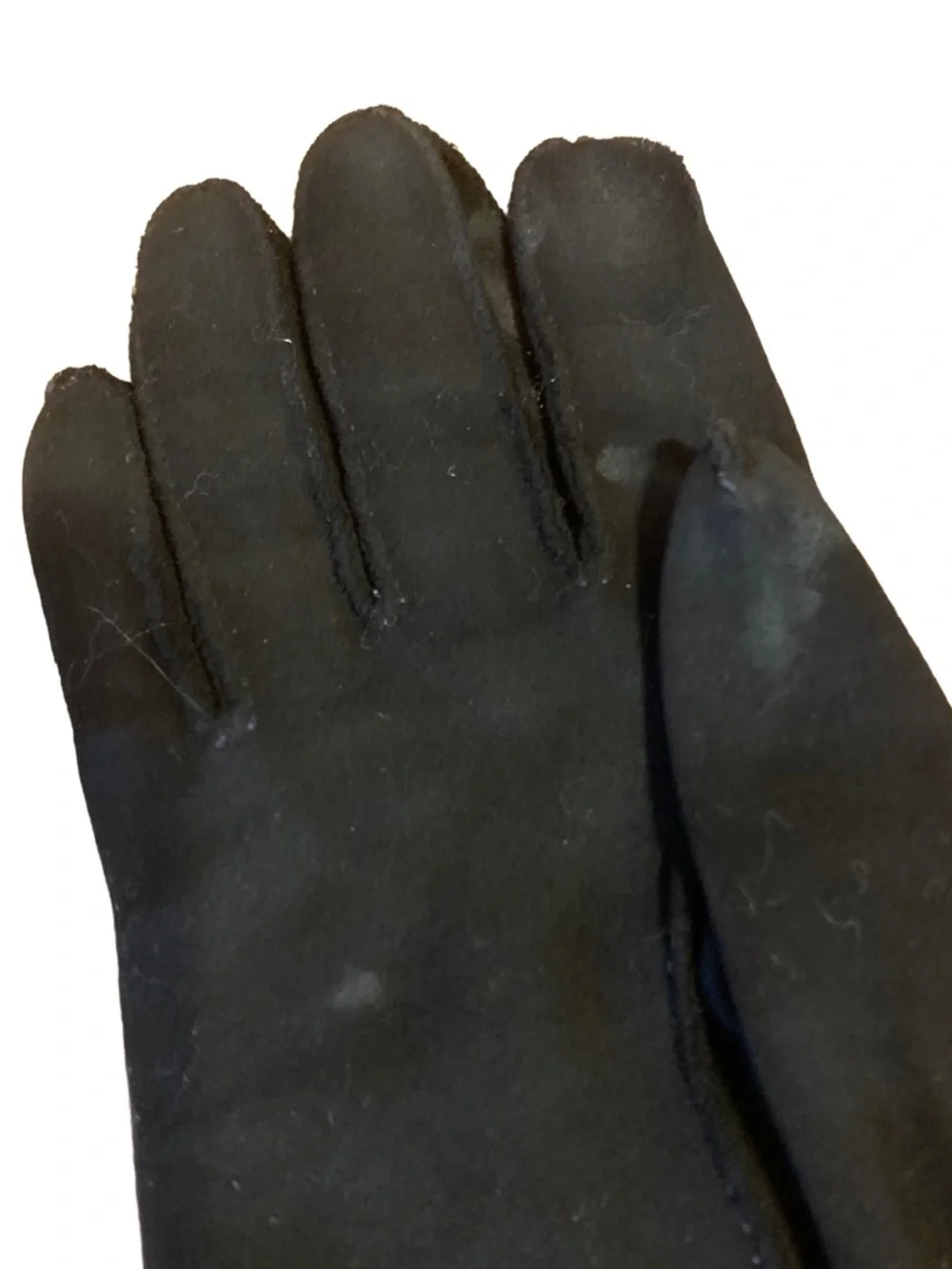 VINTAGE 1980'S CRESCENDOE BLACK SUEDE W/STRETCH RHINESTONE LONG EVENING GLOVES